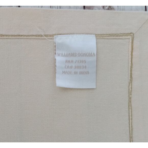 Williams Sonoma Leaf Applique Dinner Napkins Cotton Cream Autumn Fall - Picture 9 of 10